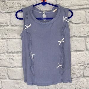 Little girls sz 13 lightweight sleeveless blue top w/bows